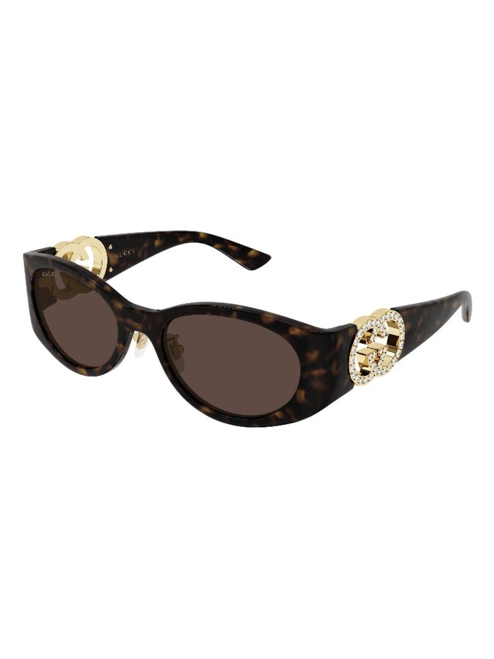 New Gucci Women's Sunglasses Havana Brown Lens Injected Frame GG2123SA 004 55